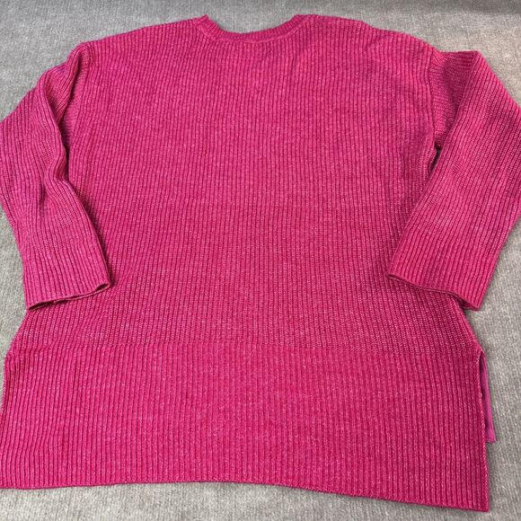 KARL LAGERFELD Pink/Black Colorblock Logo Ribbed Long Sleeve Sweater‎ Women's Lg - Picture 5 of 8